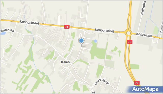 Jasień gmina Brzesko, Warszawska, mapa Jasień gmina Brzesko