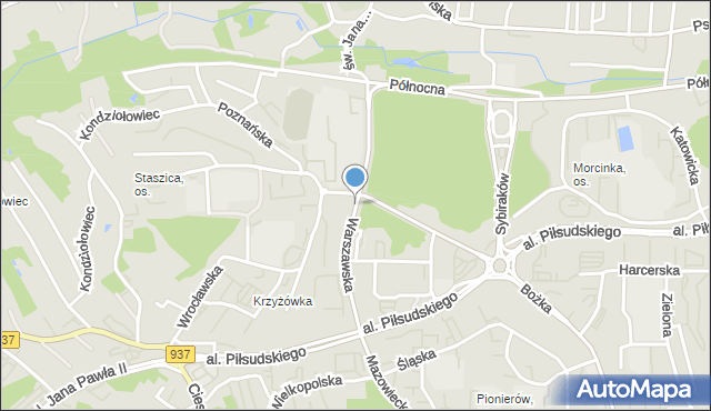 Jastrzębie-Zdrój, Warszawska, mapa Jastrzębie-Zdrój