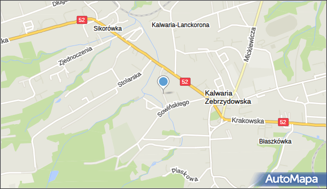 Kalwaria Zebrzydowska, Wąska, mapa Kalwaria Zebrzydowska