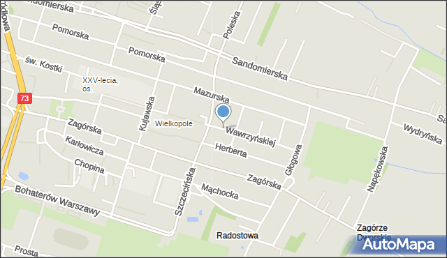 Kielce, Wawrzyńskiej Ludwiki, mapa Kielc