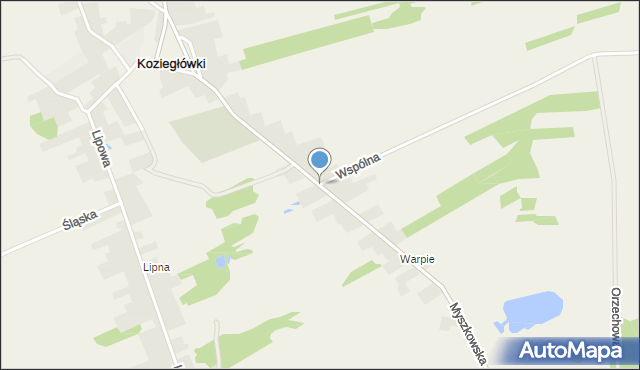 Koziegłówki, Warpie, mapa Koziegłówki