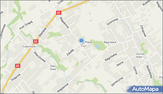 Kozy powiat bielski, Wapienna, mapa Kozy powiat bielski