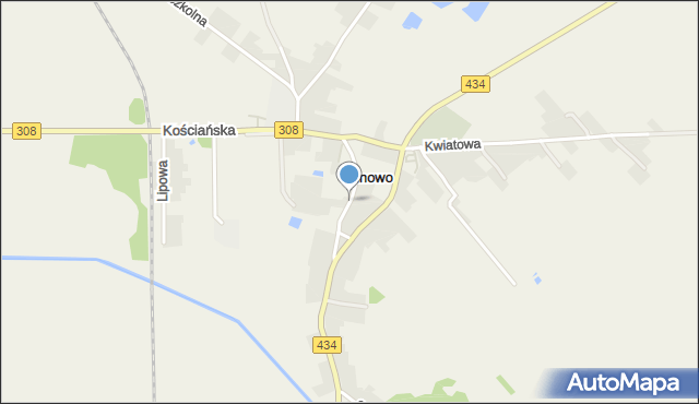 Kunowo gmina Gostyń, Wąska, mapa Kunowo gmina Gostyń