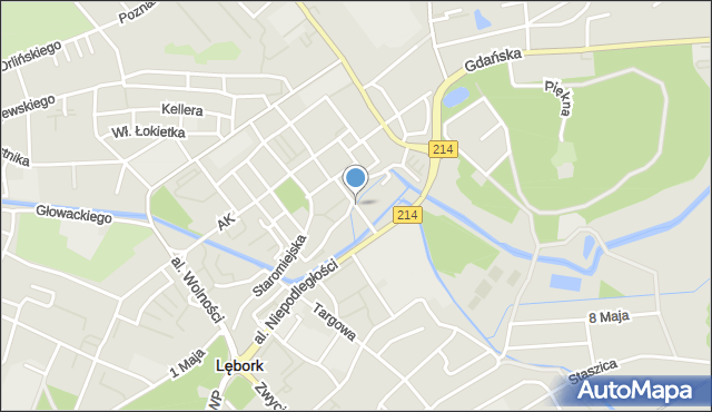 Lębork, Waryńskiego Ludwika, mapa Lębork