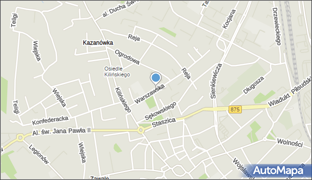 Mielec, Warszawska, mapa Mielca