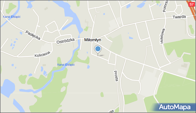 Miłomłyn, Wąska, mapa Miłomłyn