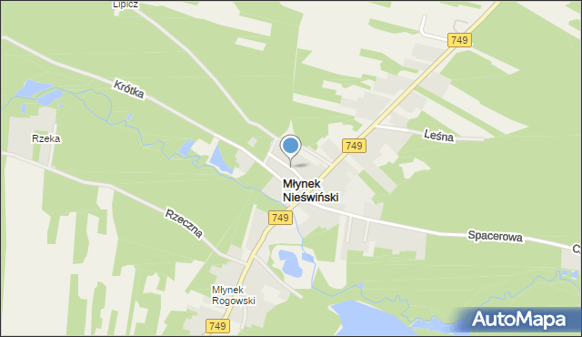 Młynek Nieświński, Wąska, mapa Młynek Nieświński