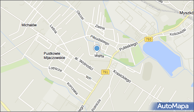 Myszków, Warta, mapa Myszków