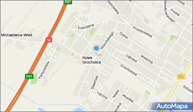 Nowe Grocholice, Waryńskiego Ludwika, mapa Nowe Grocholice