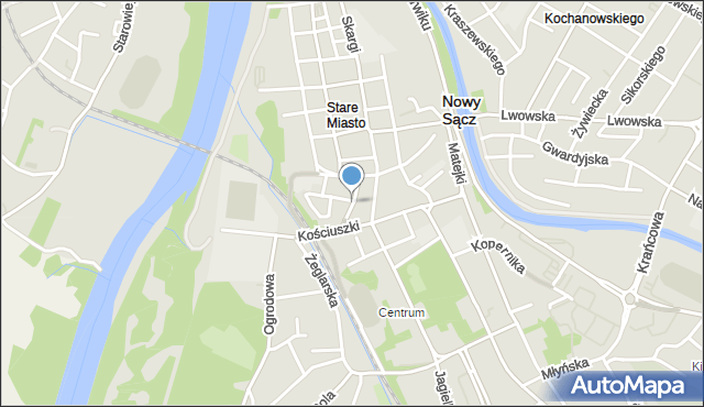 Nowy Sącz, Wąsowiczów, mapa Nowego Sącza