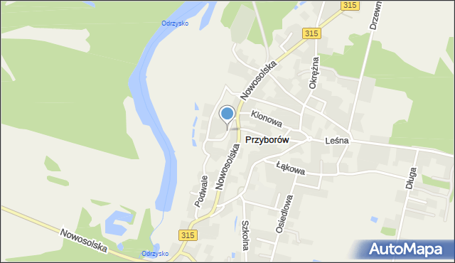 Przyborów gmina Nowa Sól, Wąska, mapa Przyborów gmina Nowa Sól