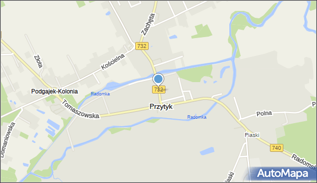 Przytyk, Warszawska, mapa Przytyk
