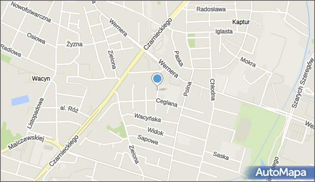 Radom, Warneńska, mapa Radomia