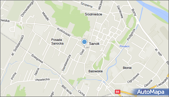 Sanok, Wąska, mapa Sanok