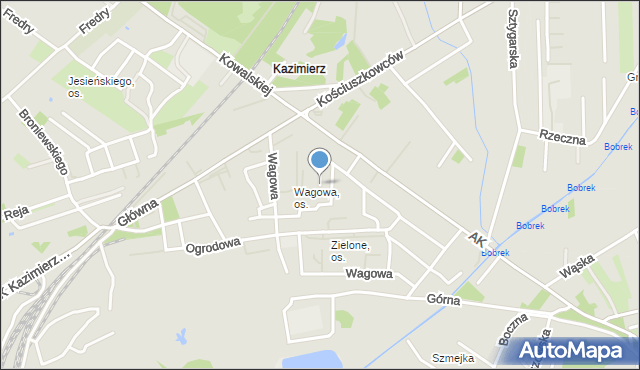 Sosnowiec, Wagowa, mapa Sosnowca