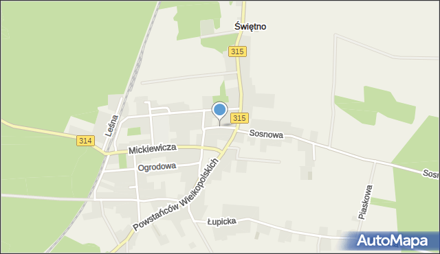 Świętno gmina Wolsztyn, Wąska, mapa Świętno gmina Wolsztyn