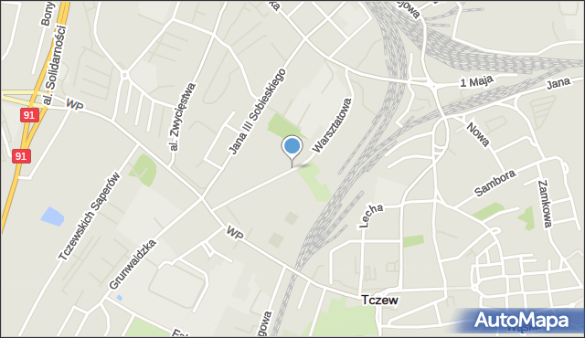 Tczew, Warsztatowa, mapa Tczew