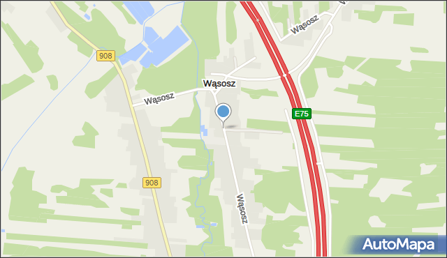 Wąsosz gmina Konopiska, Wąsosz, mapa Wąsosz gmina Konopiska