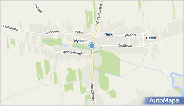 Wysokin, Warszawska, mapa Wysokin