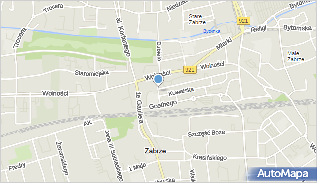 Zabrze, Wajdy Józefa, ks., mapa Zabrza