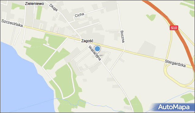 Zieleniewo gmina Kobylanka, Wakacyjna, mapa Zieleniewo gmina Kobylanka