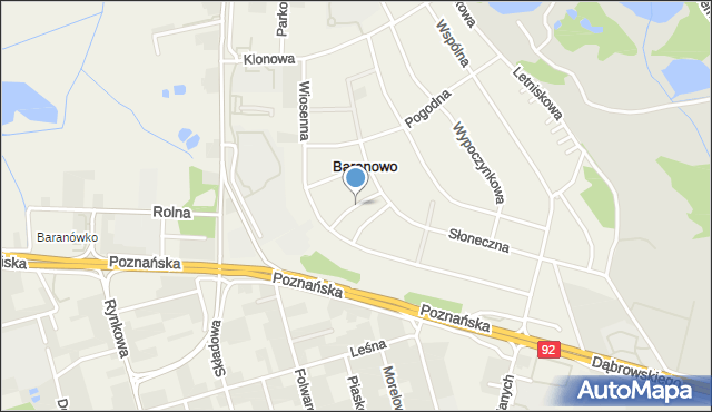 Baranowo gmina Tarnowo Podgórne, Wczasowa, mapa Baranowo gmina Tarnowo Podgórne