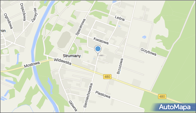 Strumiany gmina Burzenin, Wczasowa, mapa Strumiany gmina Burzenin