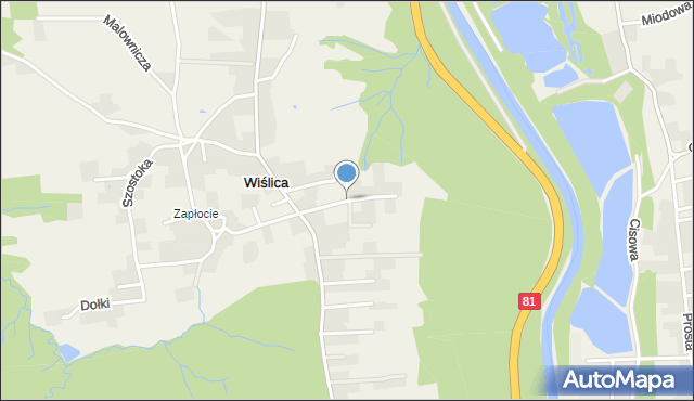 Wiślica gmina Skoczów, Wczasowa, mapa Wiślica gmina Skoczów