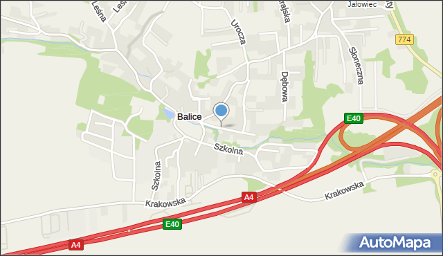 Balice gmina Zabierzów, Wesoła, mapa Balice gmina Zabierzów