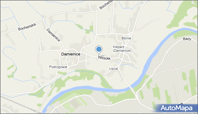 Damienice, Wesoła, mapa Damienice