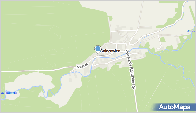 Golczowice gmina Klucze, Wesoła, mapa Golczowice gmina Klucze