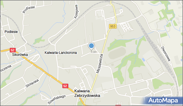 Kalwaria Zebrzydowska, Weissa Wojciecha, mapa Kalwaria Zebrzydowska