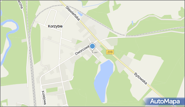 Korzybie gmina Kępice, Wesoła, mapa Korzybie gmina Kępice