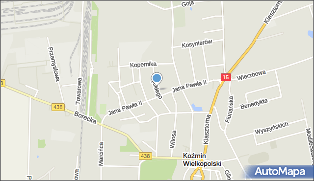 Koźmin Wielkopolski, Węckiego Józefa, mapa Koźmin Wielkopolski