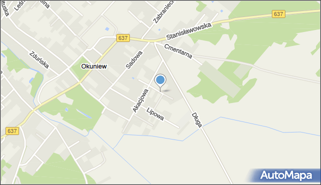 Okuniew, Wesoła, mapa Okuniew