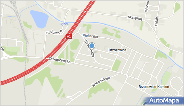 Piekary Śląskie, Westerplatte, mapa Piekary Śląskie