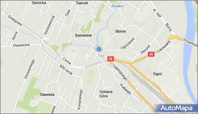 Sanok, Wesoła, mapa Sanok