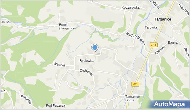 Targanice, Wesoła, mapa Targanice