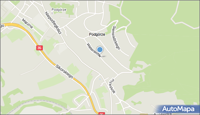 Wałbrzych, Weteranów, mapa Wałbrzycha