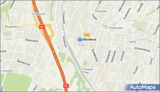 Wilkowice powiat bielski, Wesoła, mapa Wilkowice powiat bielski