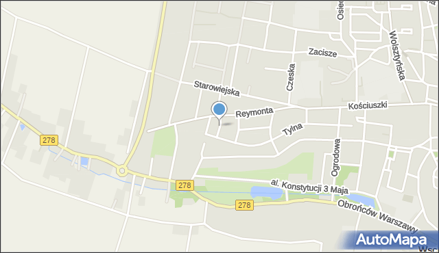 Wschowa, Wesoła, mapa Wschowa