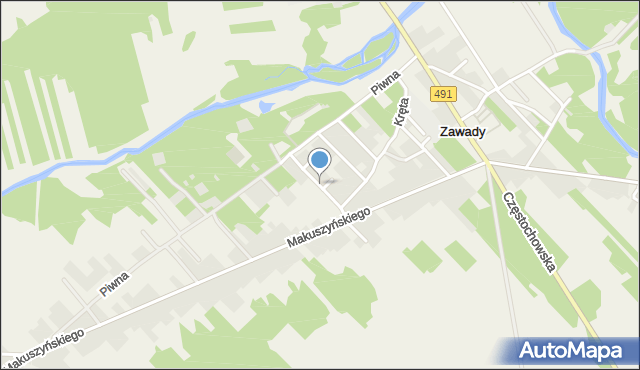 Zawady gmina Popów, Wesoła, mapa Zawady gmina Popów