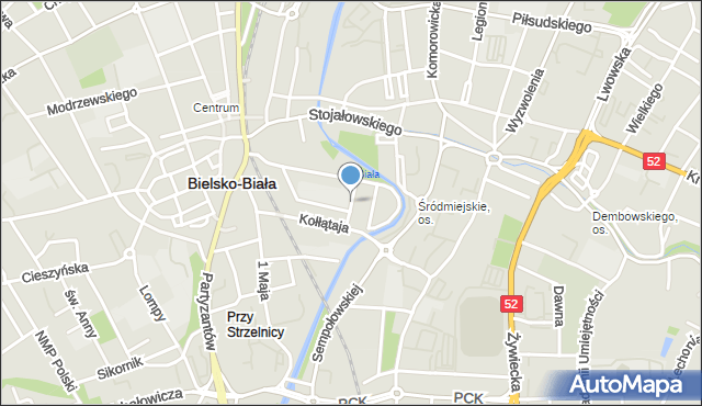 Bielsko-Biała, Wilsona Thomasa Woodrowa, mapa Bielsko-Białej