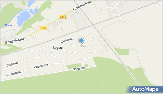 Bogucin gmina Swarzędz, Wiśniowa, mapa Bogucin gmina Swarzędz