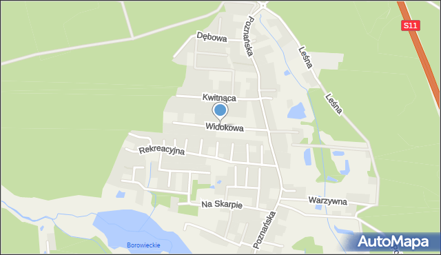 Borówiec gmina Kórnik, Widokowa, mapa Borówiec gmina Kórnik