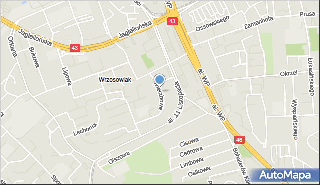 Częstochowa, Wierzbowa, mapa Częstochowy