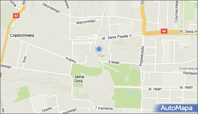 Częstochowa, Wieluńska, mapa Częstochowy