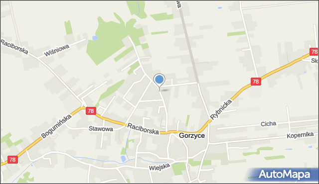 Gorzyce powiat wodzisławski, Wierzbowa, mapa Gorzyce powiat wodzisławski