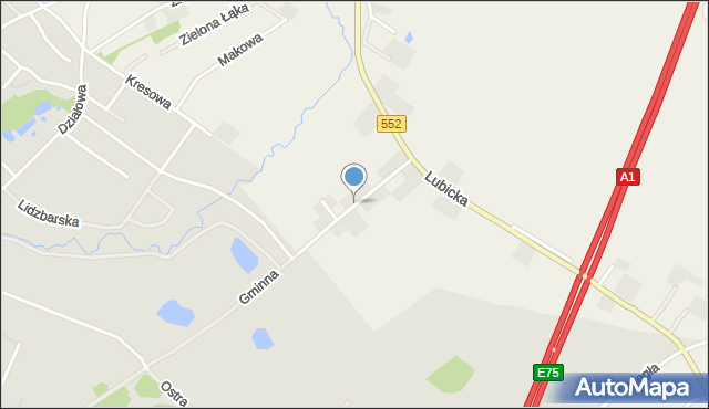 Grębocin gmina Lubicz, Widokowa, mapa Grębocin gmina Lubicz