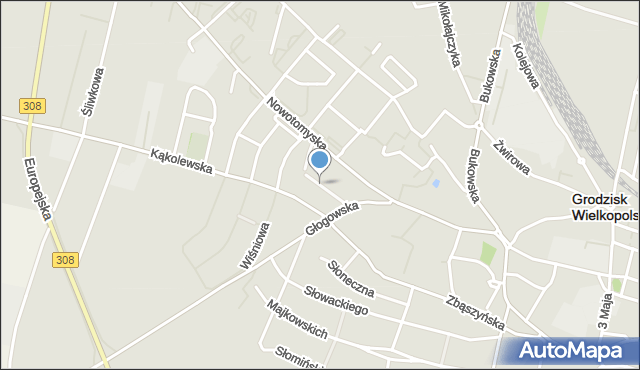 Grodzisk Wielkopolski, Wiatrakowa, mapa Grodzisk Wielkopolski